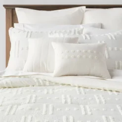 8pc Tufted Broken Stripe Comforter Bedding Set White - Threshold™ -Bedding Shop GUEST 002a1bd3 6315 43f4 bd9f f5b4017f14dd