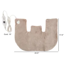 Electric Neck/Shoulder Warmer-Heating Pad With 3 Settings, Auto Shut Off, Front Clasp And Long Detachable Cord By Fleming Supply (Tan)