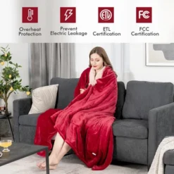 Tangkula 84" X 62" Twin Size Electric Heated Blanket, 5 Heating Levels, 10 Hours Auto Off, Cozy Flannel & Fabric, Overheat Protection Red 14 Tangkula 84" X 62" Twin Size Electric Heated Blanket, 5 Heating Levels, 10 Hours Auto Off, Cozy Flannel & Fabric, Overheat Protection Red -Bedding Shop GUEST 046e7bdf ef26 465f 814b b080646a30fe