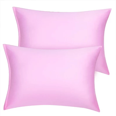 2 Pcs Standard Silk Satin With Zipper Pillowcase Pink - PiccoCasa 3 2 Pcs Standard Silk Satin With Zipper Pillowcase Pink - PiccoCasa