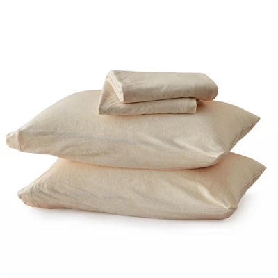 Great Bay Home Heathered Melange T-Shirt Jersey Knit Cotton Sheet Set 5 Great Bay Home Heathered Melange T-Shirt Jersey Knit Cotton Sheet Set - Image 3