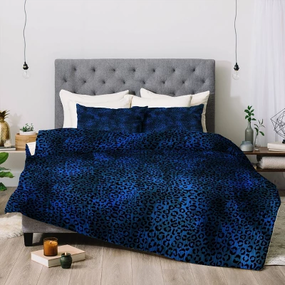 Schatzi Brown Leopard Comforter Set Blue 3 Schatzi Brown Leopard Comforter Set Blue