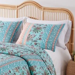 Audrey Quilted Reverible Premium Pillow Sham Turquoise By Barefoot Bungalow -Bedding Shop GUEST 0de5fcea 32f9 4fe9 813f bf444410aaa6