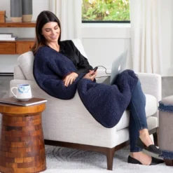 Heated Blanket 2-Pack - USB-Powered Fleece Throw Blankets For Travel, Home, Office, Or Camping - Winter Car Accessories By Stalwart (Navy Blue) -Bedding Shop GUEST 100f2974 fd1d 4c49 9ee0 565ef8920b47