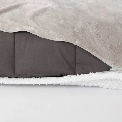 48" X 72" 15lbs Weighted Blanket With Reversible Sherpa Cover Taupe/Ivory - DreamLab 4 48" X 72" 15lbs Weighted Blanket With Reversible Sherpa Cover Taupe/Ivory - DreamLab - Image 2