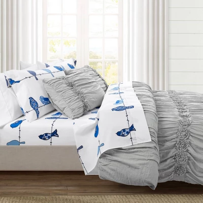 6pc Rowley Birds Patterned Sheet Set - Lush Décor 3 6pc Rowley Birds Patterned Sheet Set - Lush Décor