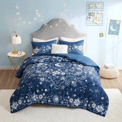 Zuri Celestial Duvet Cover Set Navy - Intelligent Design 5 Zuri Celestial Duvet Cover Set Navy - Intelligent Design - Image 3