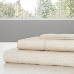 Brushed Microfiber Sheet Set- 4 Piece- Embossed Checkered Bed Linens-Deep Pocket Fitted & Flat Sheets, 2 Pillowcases By Lavish Home (Queen, Champagne) -Bedding Shop GUEST 255d71a3 5988 4fed 9846 a31d7ec84f4a