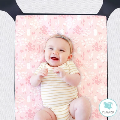 The Peanutshell Mini Crib Sheet Set For Girls - 3 Pack - Multiuse For Pack & Play, Playard, Playpen, Mini Crib, Pink Woodland Floral 8 The Peanutshell Mini Crib Sheet Set For Girls - 3 Pack - Multiuse For Pack & Play, Playard, Playpen, Mini Crib, Pink Woodland Floral - Image 6