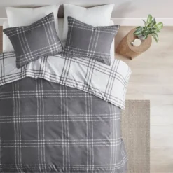 3pc Carter Plaid Reversible Duvet Cover & Sham Set - Clean Spaces -Bedding Shop GUEST 29981df3 87ae 447a bf78 cc7436cbb0eb