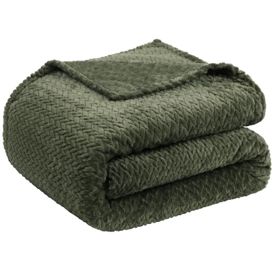1 Pc Twin Polyester Flannel Fleece Bed Blankets Army Green - PiccoCasa 3 1 Pc Twin Polyester Flannel Fleece Bed Blankets Army Green - PiccoCasa