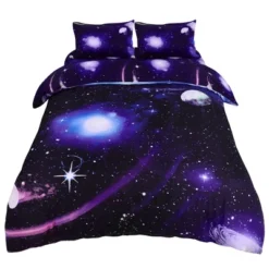 PiccoCasa Polyester Galaxy Sky Cosmos Night Pattern 3D Printed Duvet Cover Set With 2 Pillowcases 4 Pcs Queen Dark Purple -Bedding Shop GUEST 2c044952 f019 4dfb 9d84 61977360cd62