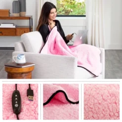 Heated Blanket 2-Pack - USB-Powered Fleece Throw Blankets For Travel, Home, Office, Or Camping - Winter Car Accessories By Stalwart (Pink) -Bedding Shop GUEST 2dbd13b8 4fba 48f2 baaa 9b03aebd31ba
