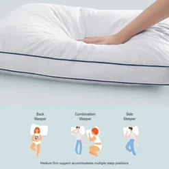 Peace Nest Goose Feather Down Pillow White Quilted Cotton Cover Set Of 2 -Bedding Shop GUEST 2f3e07d0 0546 4218 9e2f 63cfe93011b2