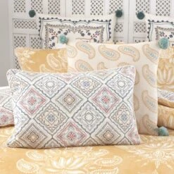 Landour Reversible Percale Cotton Comforter Set Yellow - Heirlooms Of India