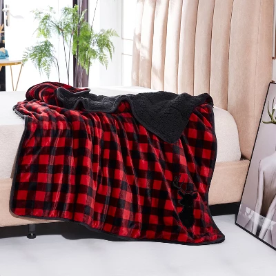 48" X 72" 15lbs Reversible Velvet Sherpa Weighted Bed Blanket Buffalo Plaid Deer - Rejuve 3 48" X 72" 15lbs Reversible Velvet Sherpa Weighted Bed Blanket Buffalo Plaid Deer - Rejuve