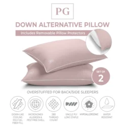 Firm Density Side/Back Sleeper, Down Alternative Pillow With MicronOne Technology, And Removable Pillow Protector - 2 Pack
