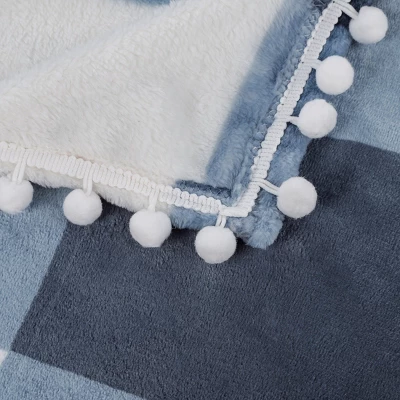 PiccoCasa Flannel Pom-Pom Tartan Checkered Fleece Throw Blanket 1Pc 5 PiccoCasa Flannel Pom-Pom Tartan Checkered Fleece Throw Blanket 1Pc - Image 3