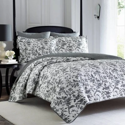 Black & White Amberley Sham (Euro) - Laura Ashley 4 Black & White Amberley Sham (Euro) - Laura Ashley - Image 2