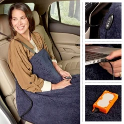 Heated Blanket 2-Pack - USB-Powered Fleece Throw Blankets For Travel, Home, Office, Or Camping - Winter Car Accessories By Stalwart (Navy Blue) -Bedding Shop GUEST 3dba9a17 056d 48d1 94e8 8eee7fcebcf2