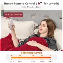 Tangkula 84" X 62" Twin Size Electric Heated Blanket, 5 Heating Levels, 10 Hours Auto Off, Cozy Flannel & Fabric, Overheat Protection Red 13 Tangkula 84" X 62" Twin Size Electric Heated Blanket, 5 Heating Levels, 10 Hours Auto Off, Cozy Flannel & Fabric, Overheat Protection Red -Bedding Shop GUEST 3e02e702 f1ff 4c7c ae06 01946b48e364