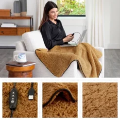 Heated Blanket 2-Pack - USB-Powered Fleece Throw Blankets For Travel, Home, Office, Or Camping - Winter Car Accessories By Stalwart (Brown) -Bedding Shop GUEST 3fa56d30 c2ad 4ce3 b254 81e2ea935a14