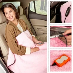 Heated Blanket 2-Pack - USB-Powered Fleece Throw Blankets For Travel, Home, Office, Or Camping - Winter Car Accessories By Stalwart (Pink) -Bedding Shop GUEST 41294309 8fc9 4159 b3b4 69e42523a1a9