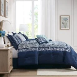 Martha Jacquard Comforter Set Navy - Madison Park -Bedding Shop GUEST 422c7d79 ec44 47e9 9878 9939a8e6128e