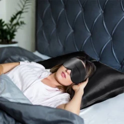 2 Pcs Queen Silk For Hair And Skin Gift Set Pillowcase And Eye Cover Black - PiccoCasa -Bedding Shop GUEST 4240500f e6ea 4698 8876 c71403dd5612