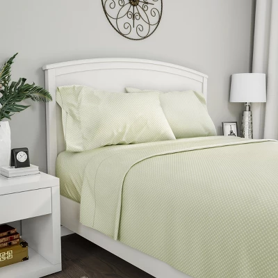 Hastings Home Queen Size Brushed Microfiber 4 Piece Embossed Checkered Bed Sheet And Linen Set With Stain Resistant Fitted And Flat Sheets - Sage 3 Hastings Home Queen Size Brushed Microfiber 4 Piece Embossed Checkered Bed Sheet And Linen Set With Stain Resistant Fitted And Flat Sheets - Sage