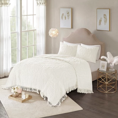 3pc Cecily Cotton Medallion Fringe Coverlet Set 3 3pc Cecily Cotton Medallion Fringe Coverlet Set