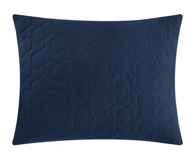 Chic Home Davina Comforter Set Geometric Hexagonal Pattern Design Bed In A Bag Bedding - 9 Piece - Navy Blue 5 Chic Home Davina Comforter Set Geometric Hexagonal Pattern Design Bed In A Bag Bedding - 9 Piece - Navy Blue - Image 3