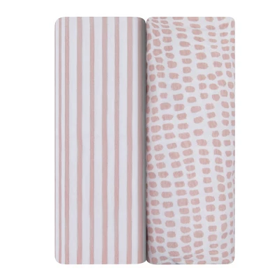 Ely's & Co. Baby Fitted Waterproof Sheet Set 100% Combed Jersey Cotton Mauve Pink Stripes & Splash 7 Ely's & Co. Baby Fitted Waterproof Sheet Set 100% Combed Jersey Cotton Mauve Pink Stripes & Splash - Image 5