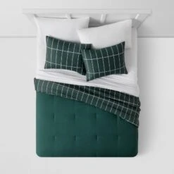 Grid Print Microfiber Reversible Comforter & Sheet Set Dark Green - Room Essentials™ 12 Grid Print Microfiber Reversible Comforter & Sheet Set Dark Green - Room Essentials™ -Bedding Shop GUEST 4daf5f1a f5e2 4ffd 9c0a 0163fb5f2872
