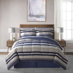 Xavier Stripe Bed In A Bag Comforter Set - Lanwood Home