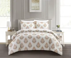 Chic Home Amelia 7 Piece Duvet Cover Set Floral Medallion Print Design Bed In A Bag Bedding With Zipper Closure Taupe -Bedding Shop GUEST 53d31511 32b8 4085 817f adb2af52eb41