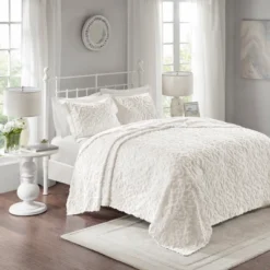 White Amber Cotton Chenille Bedspread Set 11 White Amber Cotton Chenille Bedspread Set -Bedding Shop GUEST 562a1a59 acb5 4e75 a649 17e30cce1f85