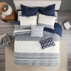 26"X26" Euro Camila Cotton Quilted Sham Navy -Bedding Shop GUEST 595e75ff 60b7 44af 8bfa 5ef6cad72ff5