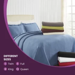 Textured Jacquard Matelassé Solid Oversized Cotton Bedspread Set - Blue Nile Mills -Bedding Shop GUEST 59db2af6 aa2b 443e 8f60 3e0f9c4adc19