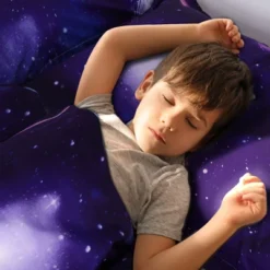 PiccoCasa Polyester Galaxy Sky Cosmos Night Pattern 3D Printed Duvet Cover Set With 2 Pillowcases 4 Pcs Queen Dark Purple -Bedding Shop GUEST 5c84da09 dfdd 4a44 a3c8 fd4173894224