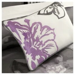 Gray/Purple Jasmine Watercolor Floral Duvet Cover Set 6pc -Bedding Shop GUEST 5cd34b09 1634 4a84 b576 8491642fcd87