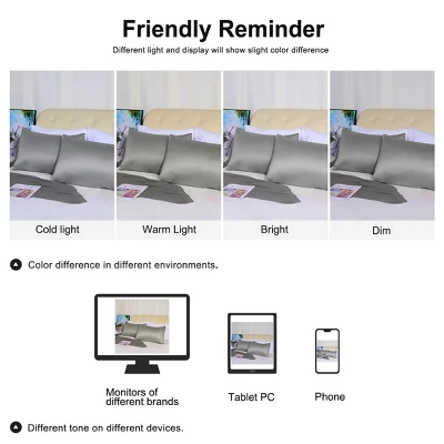 4 Pcs Queen 20"x30" Silk Satin Luxury Cooling Pillowcase Grey - PiccoCasa 6 4 Pcs Queen 20"x30" Silk Satin Luxury Cooling Pillowcase Grey - PiccoCasa - Image 4