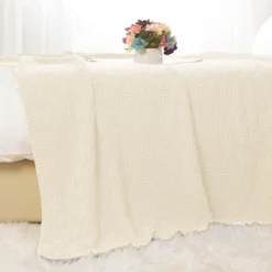 PiccoCasa 100% Cotton Knitted Soft Home Office Bed Blankets 1 Pc -Bedding Shop GUEST 6741c31c 5562 4e27 936a ee8bacc496ea