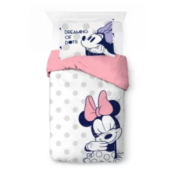 Saturday Park Disney Minnie Mouse Dreaming Of Dots 100% Organic Cotton Duvet Cover & Sham Set