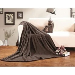 Elegant Comfort Luxury All-Season Ultra Plush Solid Velour Fleece Blanket