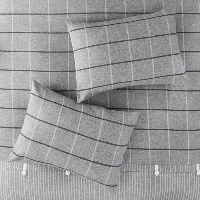 Madison Park 3pc King/California King Oakdale Faux Linen Jacquard Duvet Cover Set Gray 6 Madison Park 3pc King/California King Oakdale Faux Linen Jacquard Duvet Cover Set Gray - Image 4