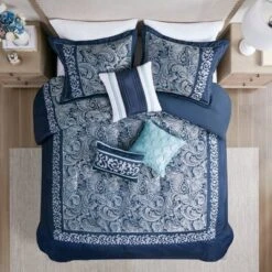 Martha Jacquard Comforter Set Navy - Madison Park -Bedding Shop GUEST 69929f3c e25c 4179 8998 332c115aad53