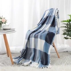 PiccoCasa Flannel Pom-Pom Tartan Checkered Fleece Throw Blanket 1Pc 14 PiccoCasa Flannel Pom-Pom Tartan Checkered Fleece Throw Blanket 1Pc -Bedding Shop GUEST 6a22dcc6 c2c7 4426 88ed 7b323f64e932