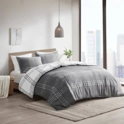 3pc Carter Plaid Reversible Duvet Cover & Sham Set - Clean Spaces -Bedding Shop GUEST 6bcb27f5 0f3a 42f8 9e70 e06d2069c3ba