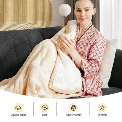 Tangkula Electric Blanket Heated Throw, Flannel Double Side Heating Blanket 50"x60" W/ 5 Heating Levels, Washable Cover White 10 Tangkula Electric Blanket Heated Throw, Flannel Double Side Heating Blanket 50"x60" W/ 5 Heating Levels, Washable Cover White - Image 8